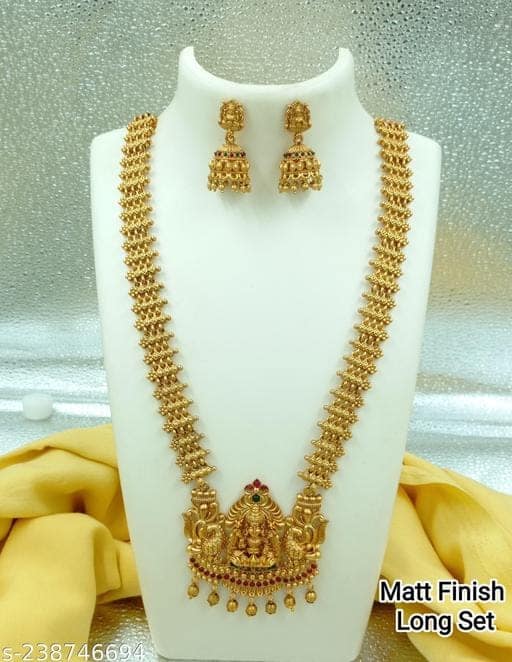 Designer South Indian Traditional Jewellery Set - Goddess Lakshmi Temple Design Gold Plated Antique Necklace Set / Wedding Wear Bridal Gift view 3