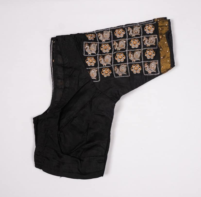 Black blouse with intricate zari embroidery view 4