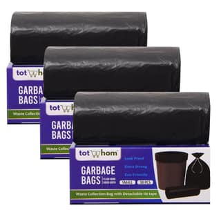 Tot2hom Small Size Garbage Bags 17 x 19 Inches – Black - Pack of 3 Rolls 90 Bags | with Tie-String | Strong Leak-Proof Dustbin Covers for Home, Office, Kitchen, Bathroom, Cafe's, Clinics, Parlours
