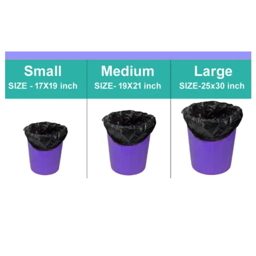 Tot2hom Small Size Garbage Bags 17 x 19 Inches – Black - Pack of 3 Rolls 90 Bags | with Tie-String | Strong Leak-Proof Dustbin Covers for Home, Office, Kitchen, Bathroom, Cafe's, Clinics, Parlours view 2