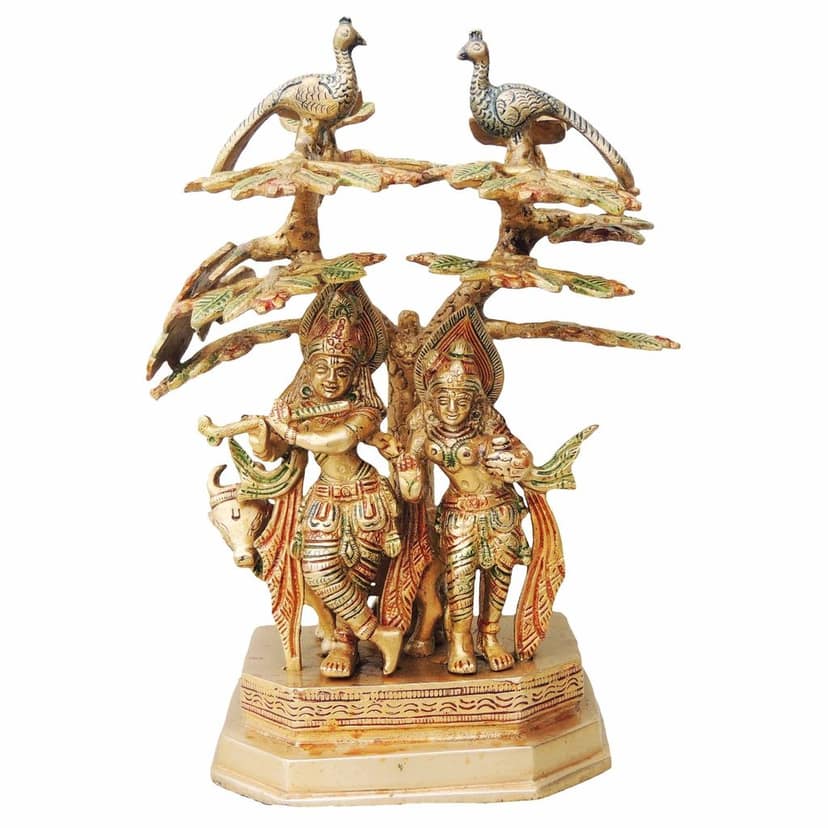 Brass Radha Krishna Idol With Tree - Decorative Showpiece, Height : 10 Inch (BSMAS828 A) view 2