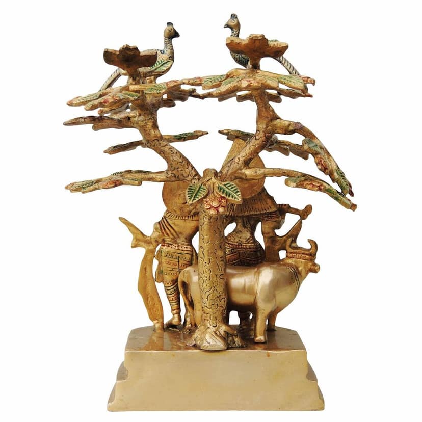 Brass Radha Krishna Idol With Tree - Decorative Showpiece, Height : 10 Inch (BSMAS828 A) view 3
