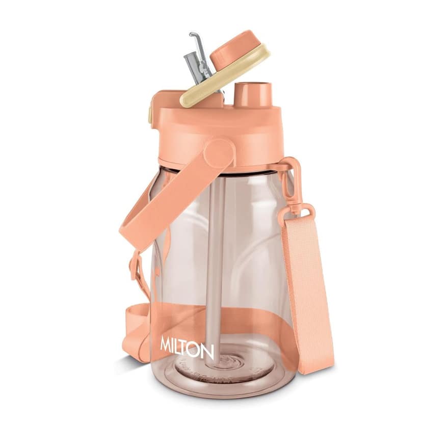 MILTON Eros 1000, 2-in-1 Sip or Gulp Lid Water Bottle 960ml | Unbreakable - Crystal Clear Plastic | Leak-Proof & BPA-Free, One-Click Open | Ideal for School, Office, Gym & Travel Use