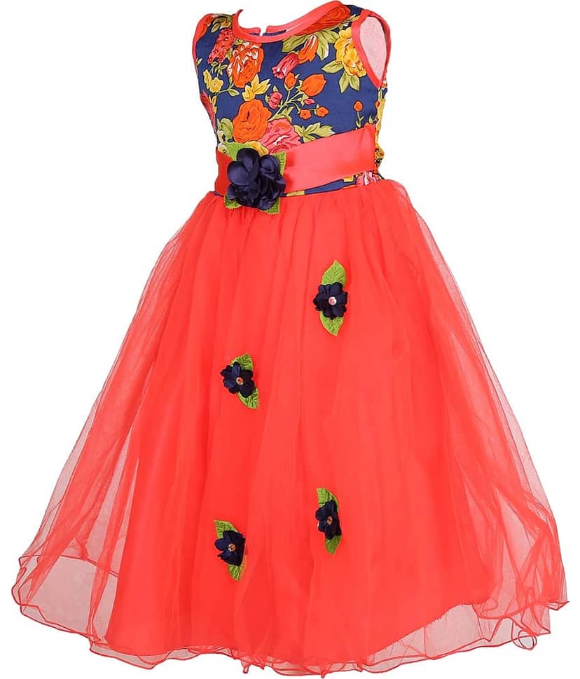 Arshia Fashions Net A-line Dress For Girls ( Pack of 1 , Red ) view 2