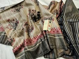 Pure Tussar Ghicha Printed Silk Saree