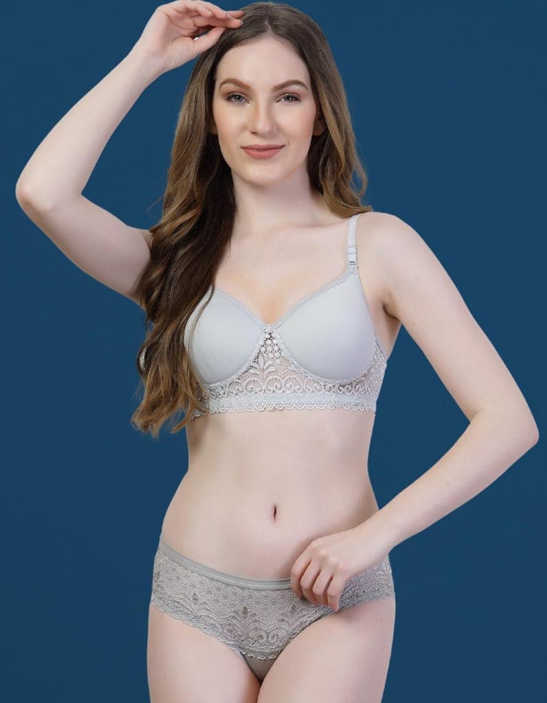 ADORNSTAR Bra Panty Set Sexy Lingerie Set for Women Pack of 3 Silver view 4
