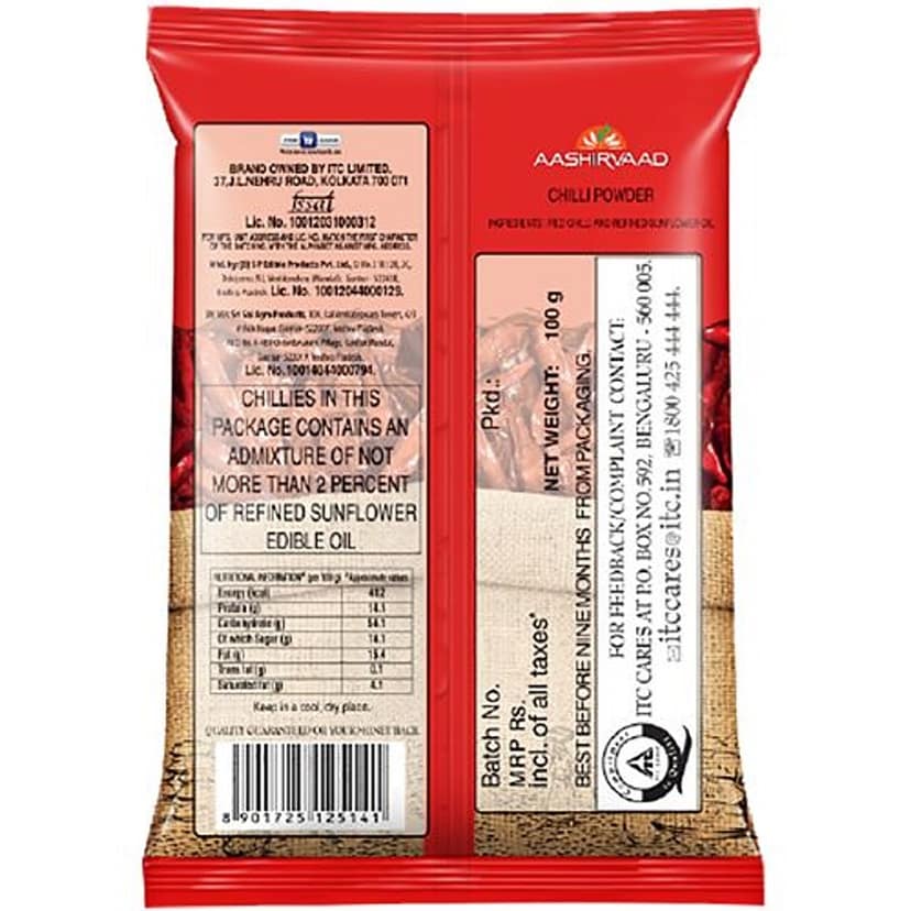 Aashirvaad Chilli Powder, 100 G Pouch view 3