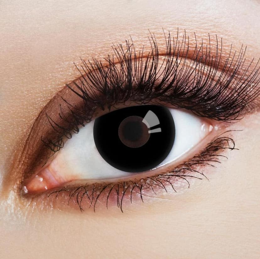 BLACK MD 2 LENS YEARLY CRAZY CONTACT LENS/HORROR LENS WITH CASE, LENS HOLDER AND 80 ML SOLUTION (PACK OF 2 LENS)