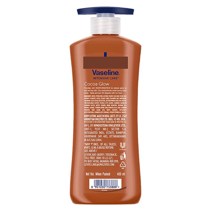 Vaseline Intensive Care Cocoa Glow Body Lotion - With Shea Butter, Non-Greasy Formula, 400 Ml view 2
