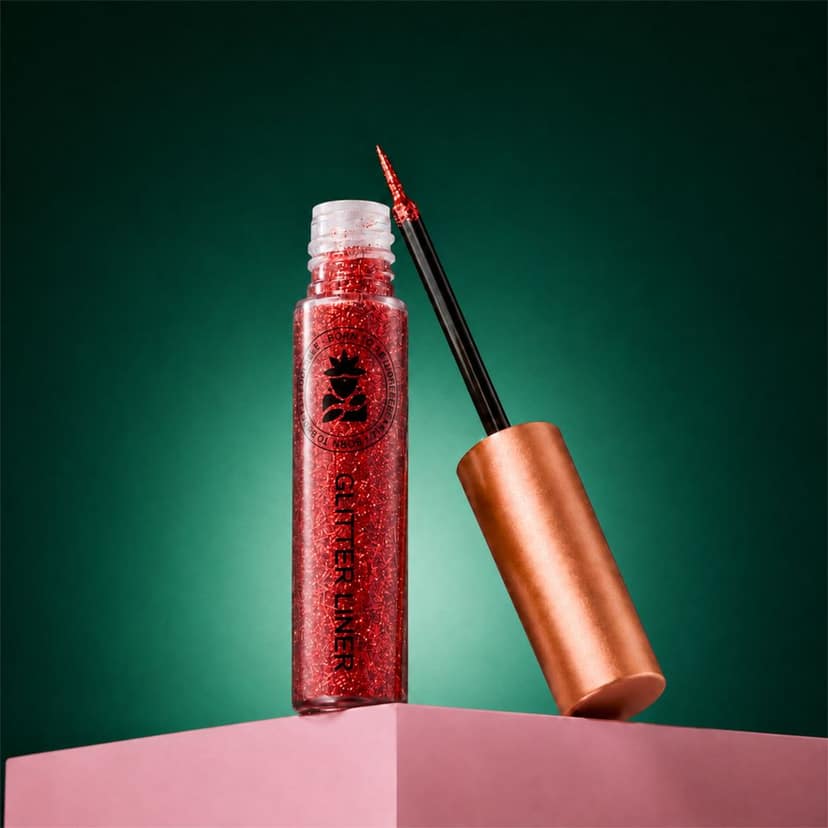 BOBI Glitter Eyeliner Red | Diamond Sparkle Finish | Waterproof Long Wear | Quick Dry Smudge proof | Felt-Tip Precision | Cruelty-Free Paraben-Free-5ml view 3