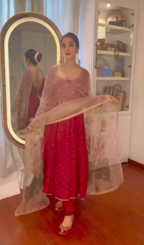 Red Ready to wear indian salwar kameez Dupatta for women anarkali cotton designer pakistani dresses Festival 3 piece view 2