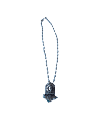 oxidized Temple pendant with pearls Mala