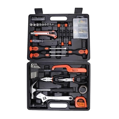 BLACK+DECKER BMT126C Hand Tool Kit for Home & DIY Use (126-Piece) - Includes Screwdriver, Wrench, Ratchet, Saw, Claw Hammer, Measuring Tape and Plier, ORANGE & BLACK view 2