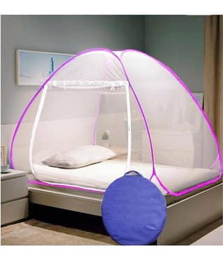 RIDDHI Double Pink Plain Mosquito Net, Machardani
