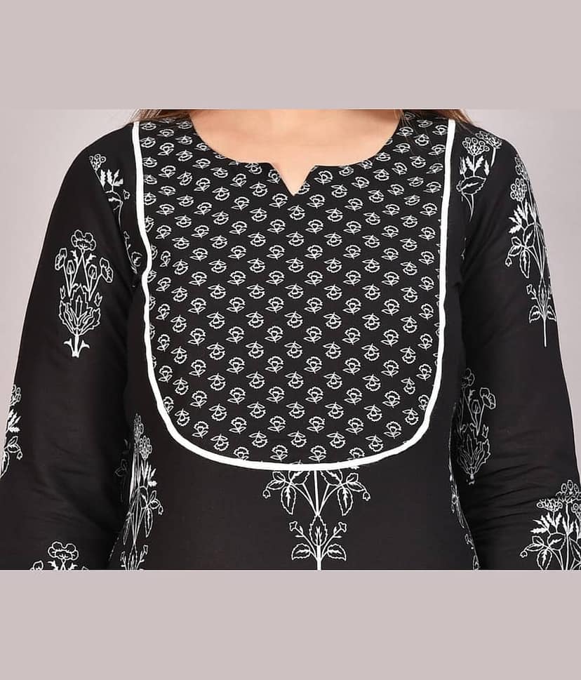 Metafab Women Viscose Printed Straight Kurti With Pants ( Grey ) view 2