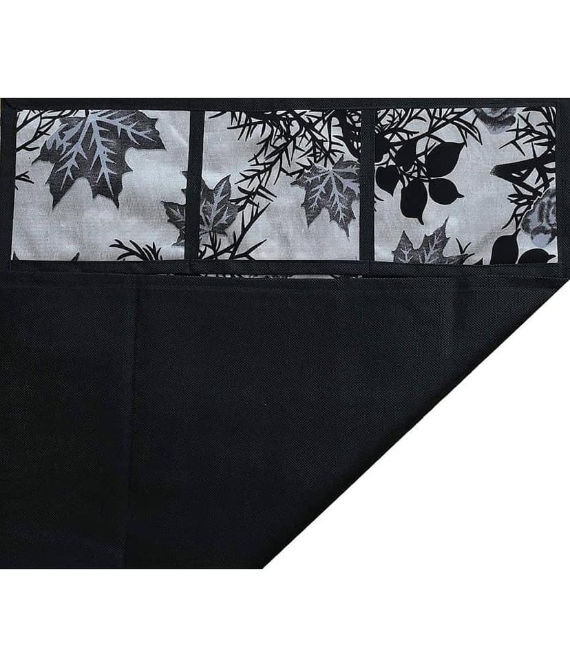 SHUBH Polyester Floral Fridge Mat & Cover ( 99 58 ) Pack of 6 - Black view 2