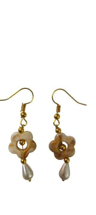 Elegant Flower Petal Earrings with Pearl Drops