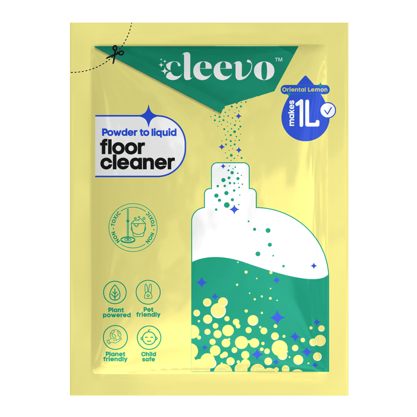 Cleevo Natural Floor Cleaner Refill Pack Non-Toxic Eco-Friendly Powder To Liquid Lemon view 2