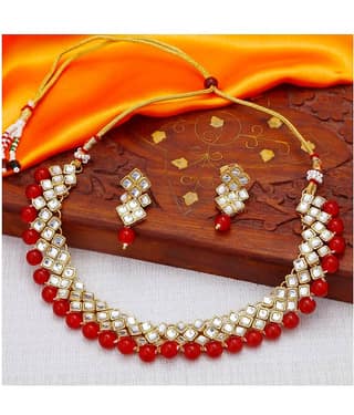 Sukkhi Alloy White Traditional Necklaces Set Choker