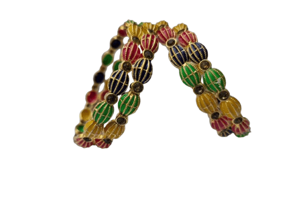 Gold Plated Multicolor Bangle Set for Women - Set of 4 view 2