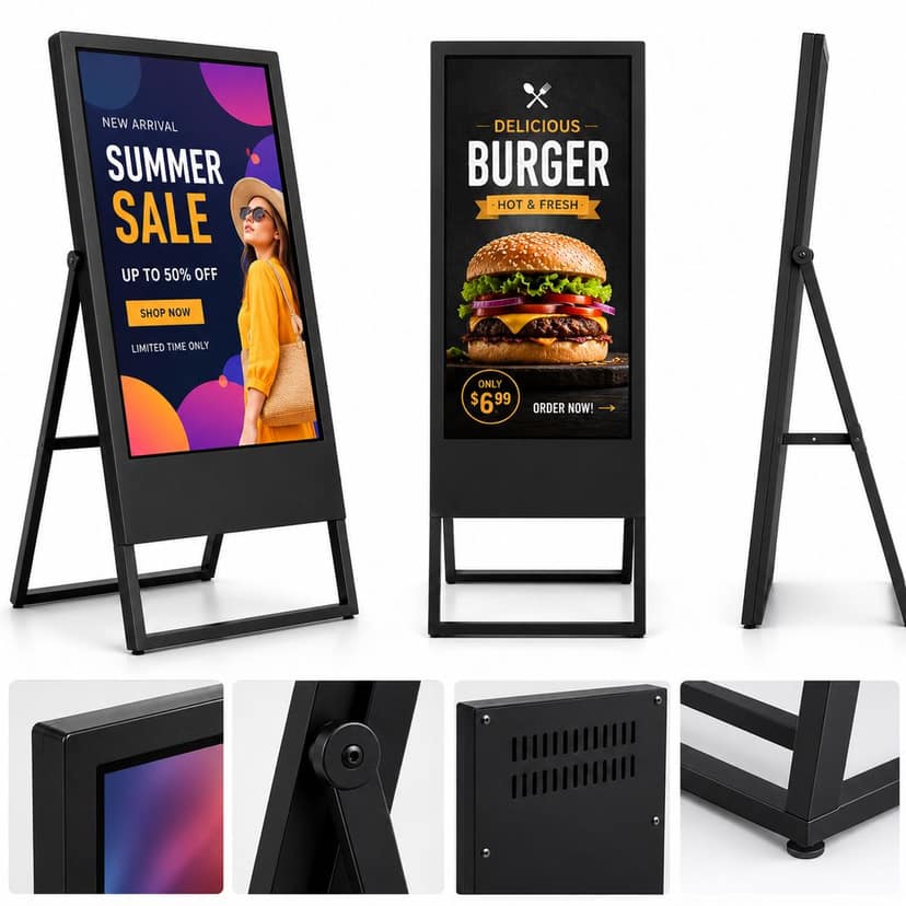 43" A-Type Digital Standee Gold | 4K UHD Indoor Floor-Standing Display | 3-Year Onsite Warranty view 2