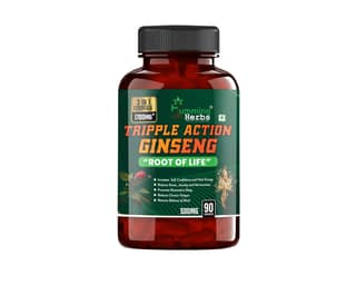 Humming Herbs Tripple Action Ginseng 600mg | 3 Months Supply | Red Korean, Siberian and American Ginseng Root Extract | Boost Energy and Immune Support, 90 Capsules