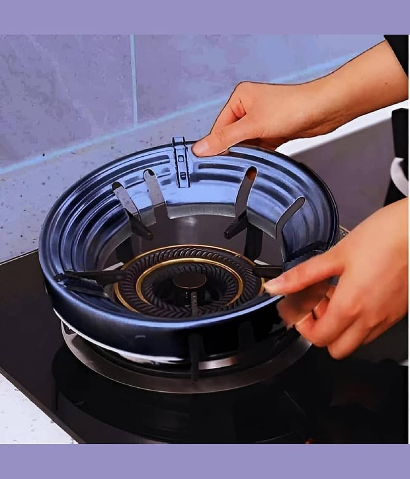 RAMDEV ENTERPRISE Black Gas Saver Burner Stand Gas Chula Burner Gas Saver Stand Jali Ring Fire & Windproof Energy Saving, Gas Chula Support Stand (BLACK, 1).