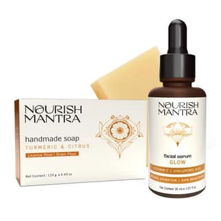 Nourish Mantras Turmeric & Citrus Handmade Bathing Bar Soap (125gm) & Glow Serum (30ml)/ Fights Acne/ Removes Tanning/ Diminishes Dullness/ Boosts Radiance/ For All Skin Types