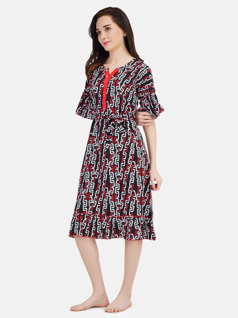 KOI SLEEPWEAR Women Bell Sleeve Short Nighty Chain view 2