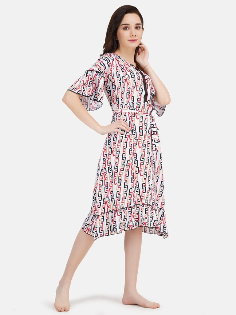 KOI SLEEPWEAR Women Bell Sleeve Short Nighty Chain view 8