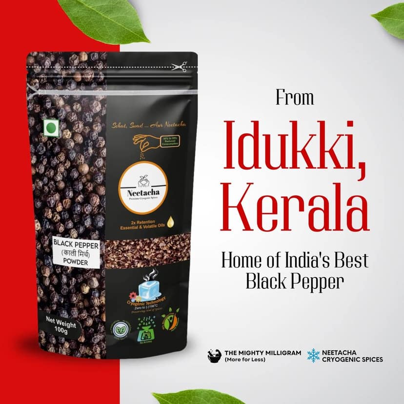 NEETACHA ENTERPRISES LLP. Premium Cryogenic Black Pepper (Kali Mirch) Powder, Kala Mari, Nall Mariyalapudi I 50g I No Preservatives I Pure & Natural I @ 35%reduced consumption I Versatile spice for soups, salad dressings, sandwiches etc view 8