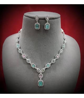 Ladymania Blue Alloy Necklace Set ( Pack of 1 )