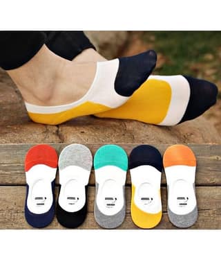hicode Blended Men's Colorblock Multicolor No Show Socks ( Pack of 5 )