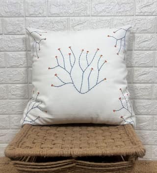 Indihomecraft Cushion Cover Hand Embroidery Inspired Decorative Boho Cushion Cover for Sofa Couch Swing Chair Living Room & Bedroom 18 x 18 Inches, Pack of 1