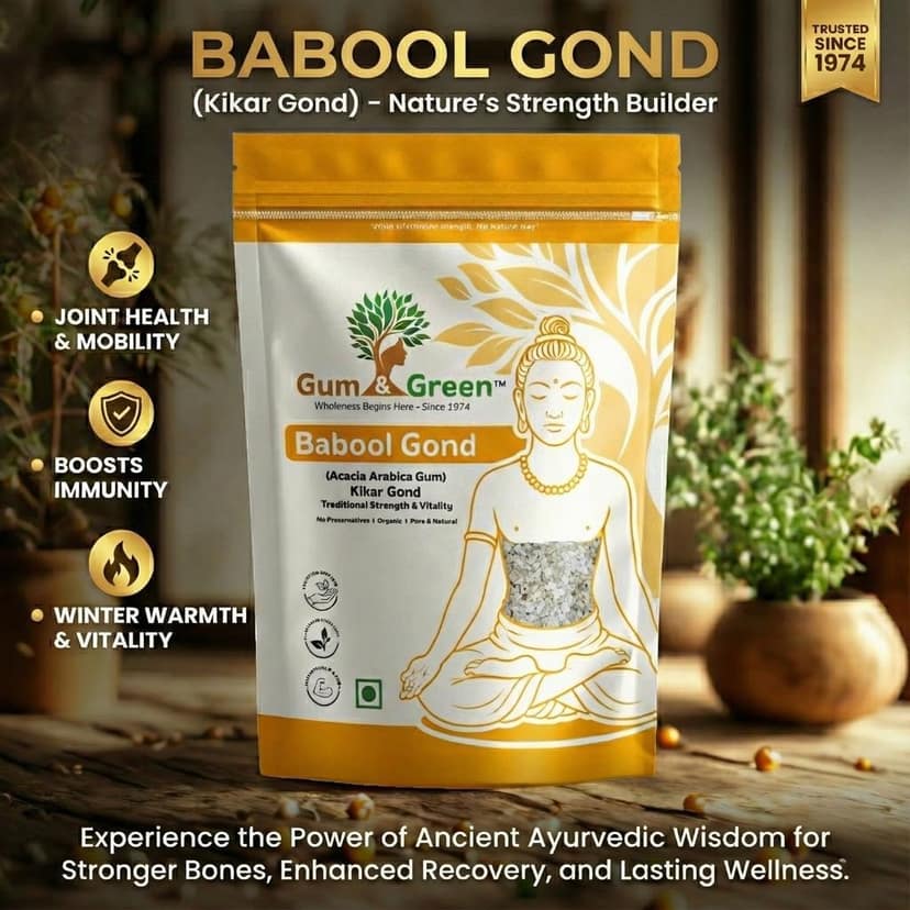 Gum & Green Babool Gond (Acacia Gum) | 100% Natural & Edible | Ayurvedic Strength & Vitality | Ideal for Gond Laddu | Raw Kikar Gum for Immunity | Winter Superfood | FSSAI Certified | 250g view 2
