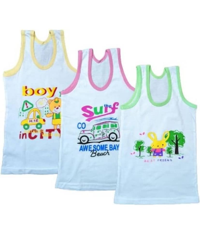DAYAKU Pack of 3 Boys 100% Cotton ( White )