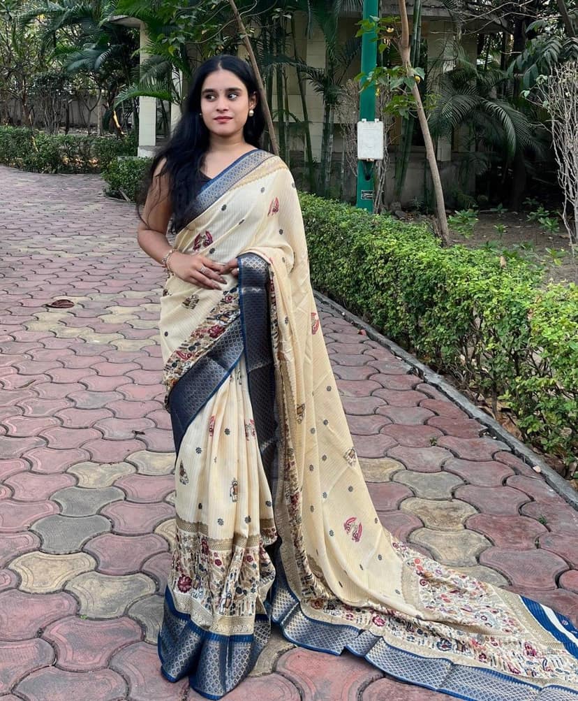 Fancy Dola Silk Elephant Printed Saree