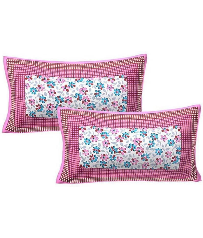 AJ Home Pack of 2 Cotton Pink Pillow Cover (17 X 27 Inch)