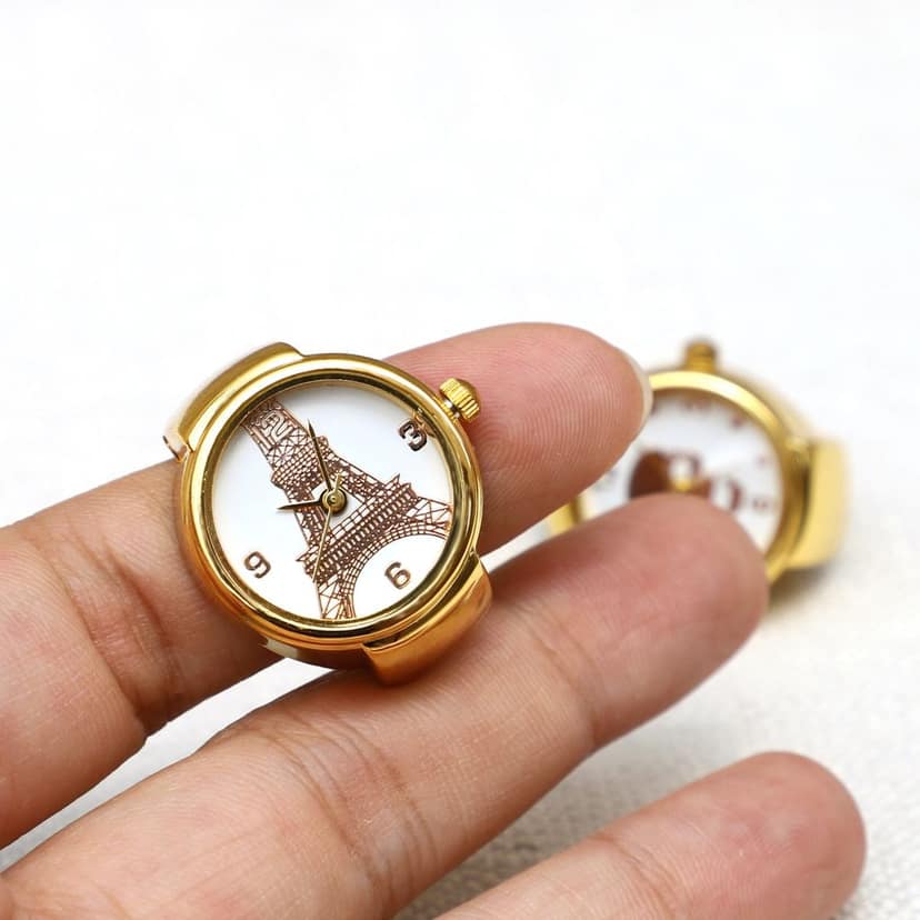 YAKH Designer Paris Gold Ring Watch view 2
