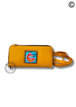 Birdie Yellow Handcrafted Lippan Art Wallet
