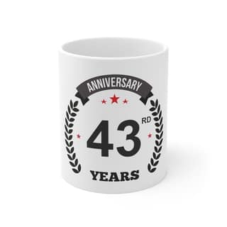 DARSHANS Ceramic 43rd Anniversary Printed Coffee Mug (Color: White, Capacity:330ml)