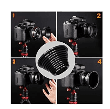 Hanumex® Camera Lens Step Up Filter Adapter Rings Kit- 49mm to 82mm, Metal Step-Up Rings Set Best For Photographer/Filmmaker with Anodized Aluminum Threaded Black Frame For all Available Lens Sizes. view 2