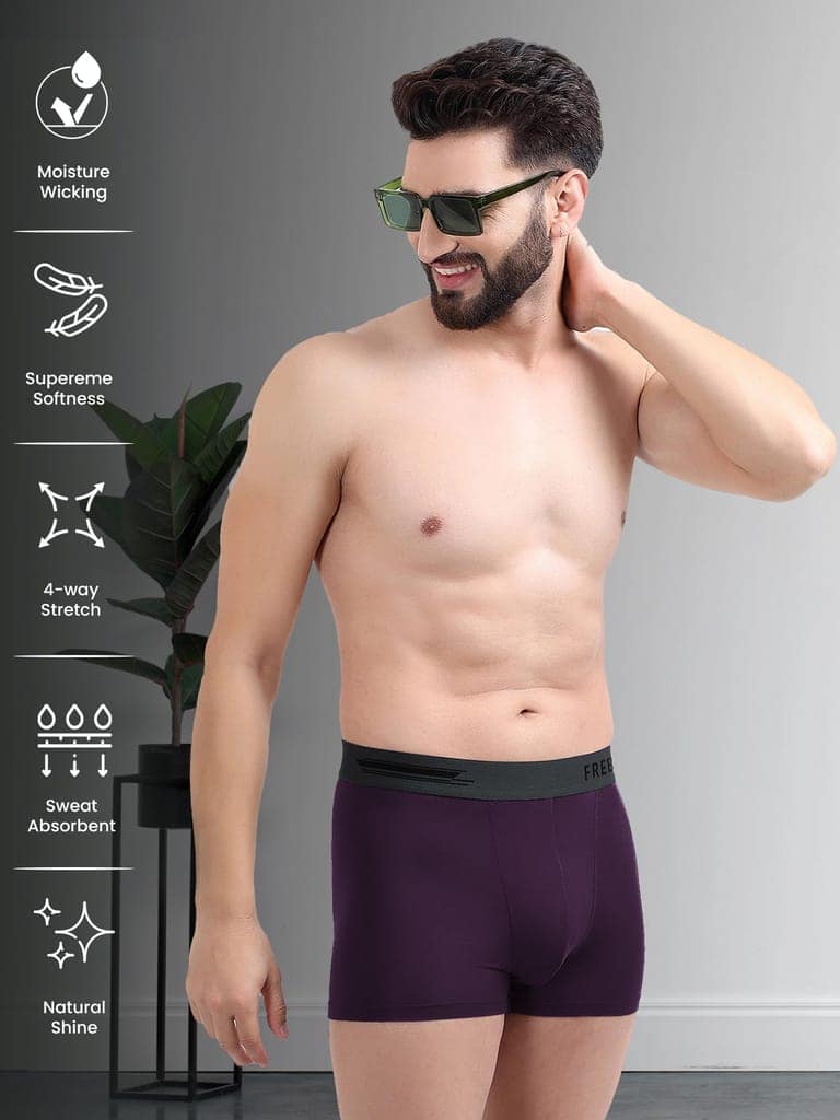 FREECULTR Men's Underwear Anti Bacterial Micromodal Airsoft Trunk - Non Itch No Chaffing Sweat Proof - Pack of 1-Trippy Violet view 3