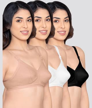 Kalyani Pack of 3 Cotton Blend Non Padded Women's Everyday Bra ( Multicolor ) DAMINI