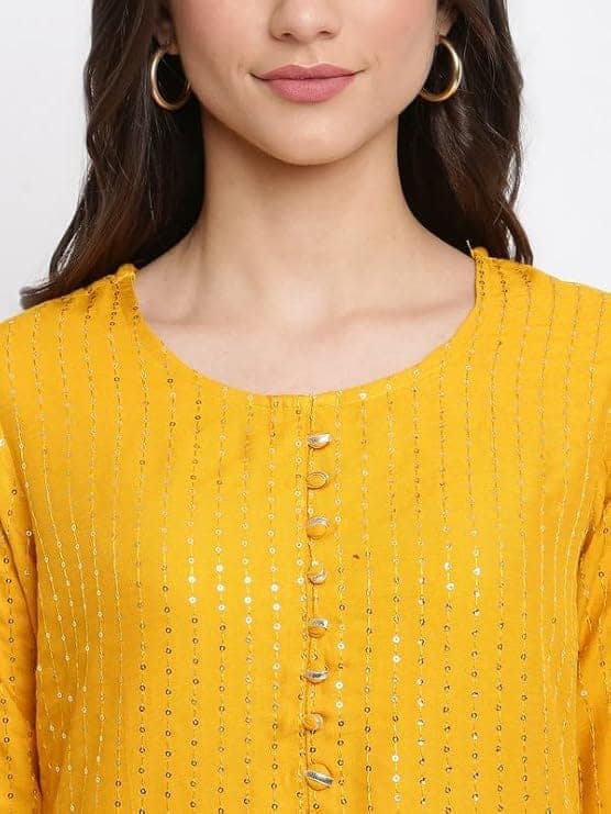 INDIAN KNOTS Yellow Embroidered Tunic_11-02-DG00305 view 6
