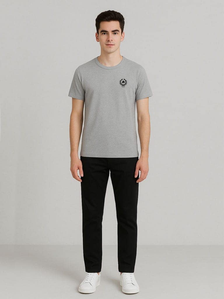 Cotton Grey Mélange Round neck T-Shirt view 2