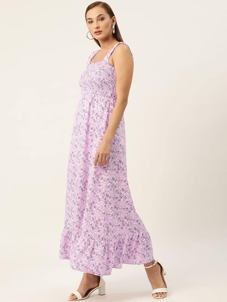 Lavender & Black Floral Maxi Dress view 3