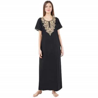 KOI SLEEPWEAR Lissybissy Nightgown with Light Cream Resham Embroidery and Pockets