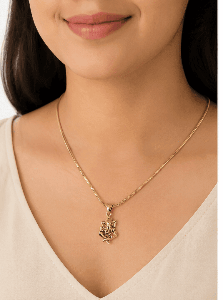 Women's Gold-Plated Lord Ganesha Pendant Necklace view 2