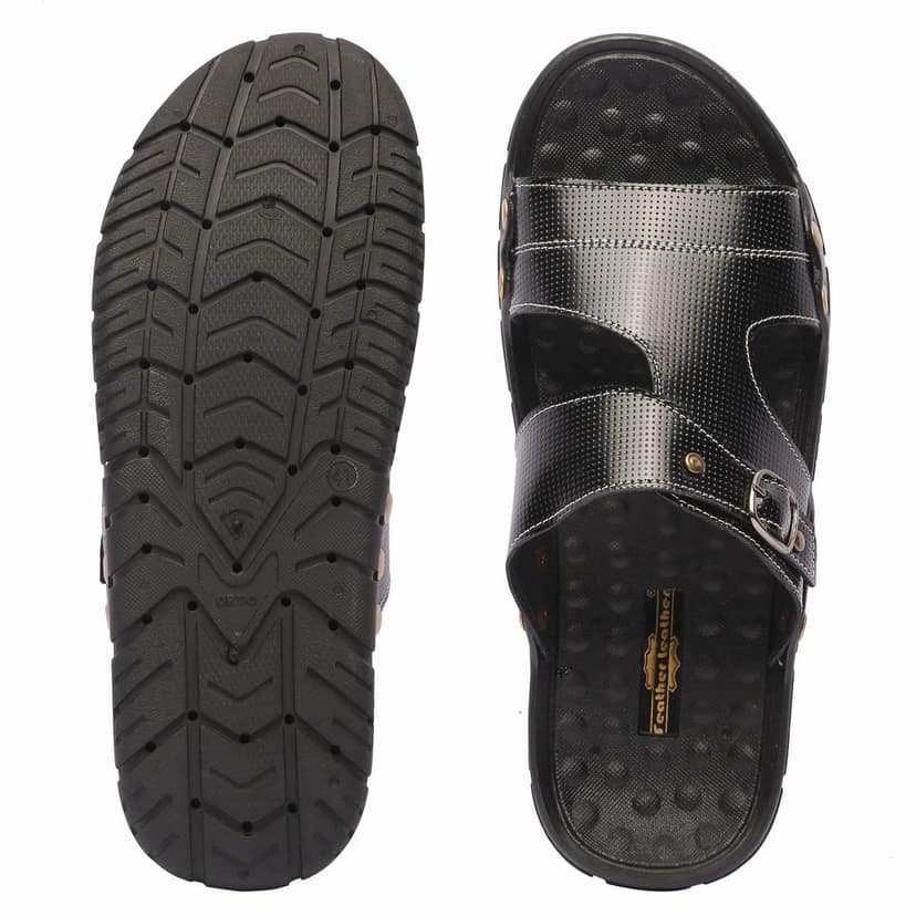 FEATHER LEATHER Men's Comfortable & Fashionable Sandals & Slippers | Casual Lightweight Slipper/Flip-Flop for Men | Indoor/Outdoor/Chappal view 4